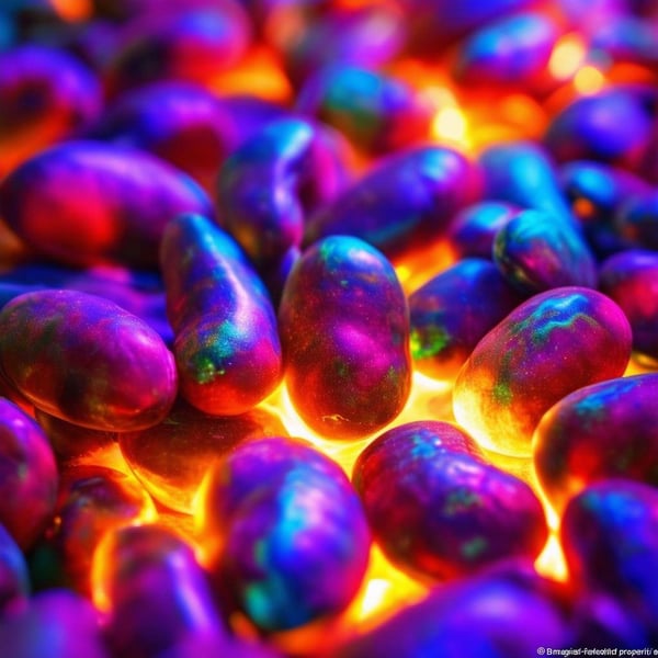 A vibrant image of magical beans glowing with prosperity.